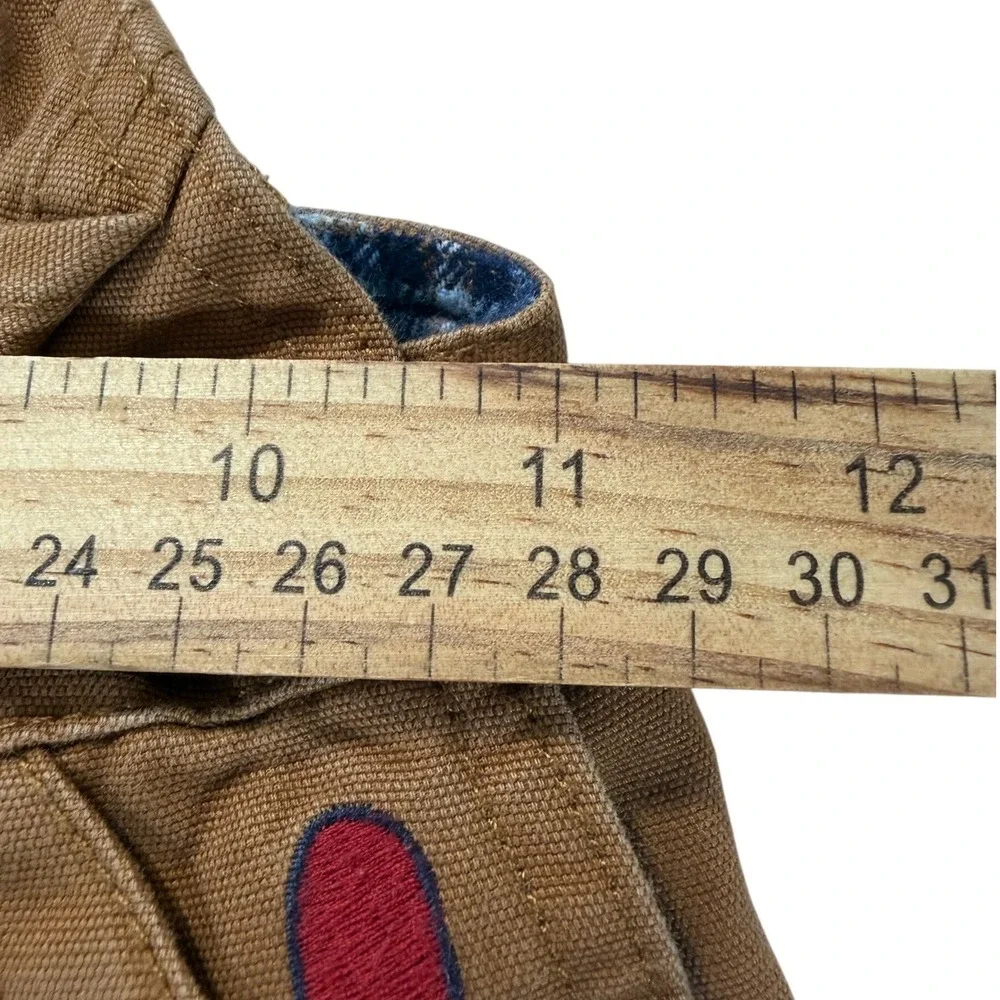 OshKosh Bgosh Brown Canvas Tool Embroidered Flannel Lined Overalls 6-9 Months‎